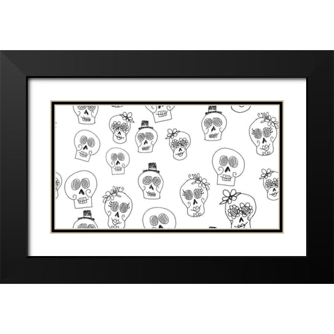 Sugar Skull Pattern Black Modern Wood Framed Art Print with Double Matting by Rupp, Mariah