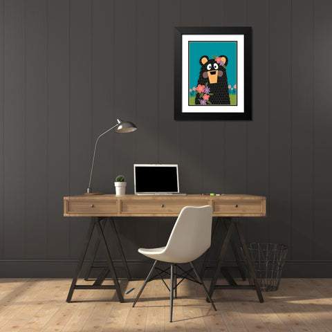 Girl Bear Black Modern Wood Framed Art Print with Double Matting by Rupp, Mariah