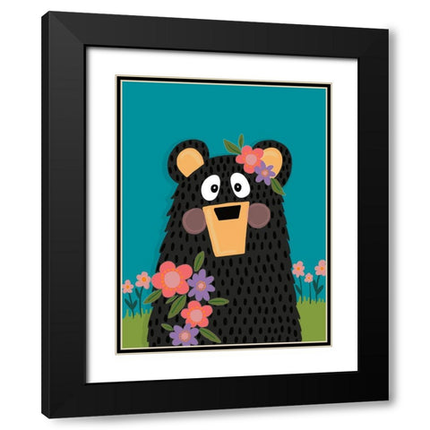 Girl Bear Black Modern Wood Framed Art Print with Double Matting by Rupp, Mariah
