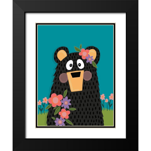 Girl Bear Black Modern Wood Framed Art Print with Double Matting by Rupp, Mariah