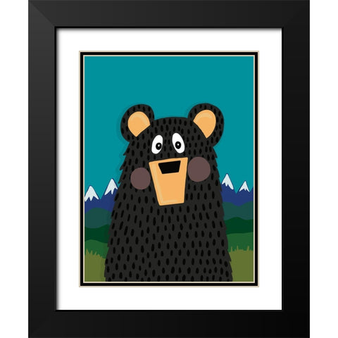 Boy Bear Black Modern Wood Framed Art Print with Double Matting by Rupp, Mariah