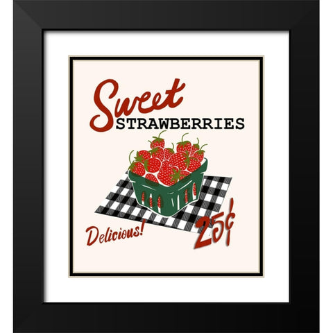 Strawberries Black Modern Wood Framed Art Print with Double Matting by Rupp, Mariah