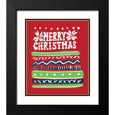 Merry Christmas Sweater Black Modern Wood Framed Art Print with Double Matting by Rupp, Mariah