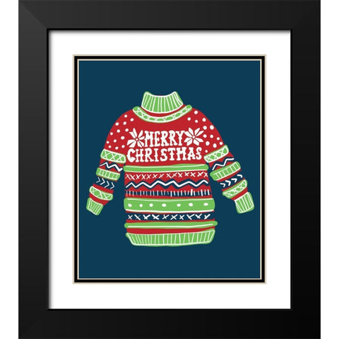 Merry Christmas Sweater II Black Modern Wood Framed Art Print with Double Matting by Rupp, Mariah