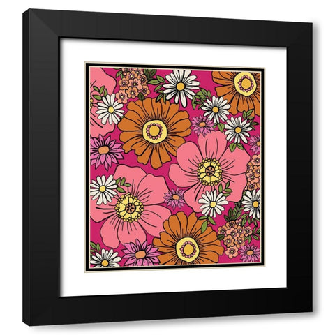 Pink and Orange Black Modern Wood Framed Art Print with Double Matting by Rupp, Mariah
