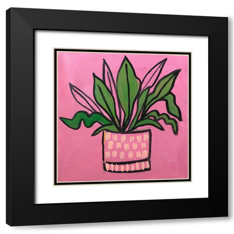Plant on Pink Black Modern Wood Framed Art Print with Double Matting by Rupp, Mariah