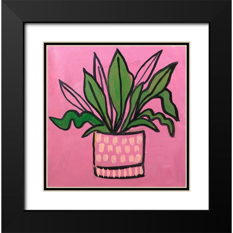 Plant on Pink Black Modern Wood Framed Art Print with Double Matting by Rupp, Mariah