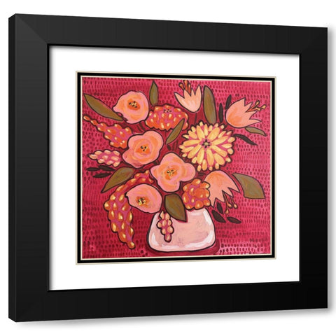 Raspberry Floral Black Modern Wood Framed Art Print with Double Matting by Rupp, Mariah