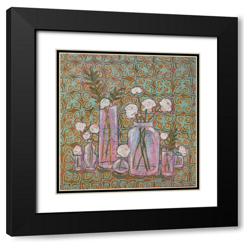 Ranunculus Black Modern Wood Framed Art Print with Double Matting by Rupp, Mariah