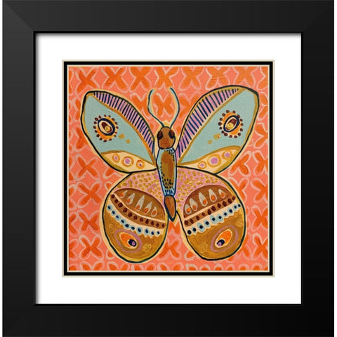Boho Butterfly IV Black Modern Wood Framed Art Print with Double Matting by Rupp, Mariah