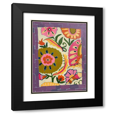 Purple Floral Black Modern Wood Framed Art Print with Double Matting by Rupp, Mariah