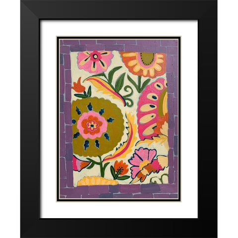 Purple Floral Black Modern Wood Framed Art Print with Double Matting by Rupp, Mariah