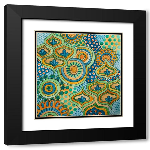 Psychedelic Geometrics Black Modern Wood Framed Art Print with Double Matting by Rupp, Mariah