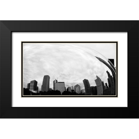 City Reflection Black Modern Wood Framed Art Print with Double Matting by Singleton, Ashley
