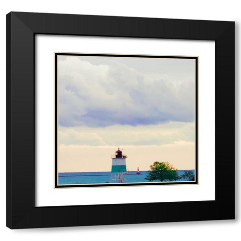 Lighthouse Black Modern Wood Framed Art Print with Double Matting by Singleton, Ashley