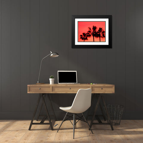 Neon Palm Trees I Black Modern Wood Framed Art Print with Double Matting by Singleton, Ashley