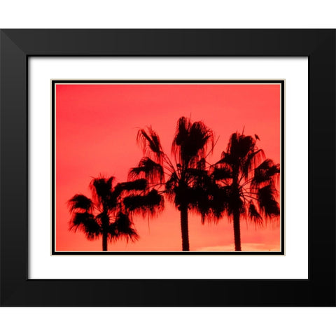 Neon Palm Trees I Black Modern Wood Framed Art Print with Double Matting by Singleton, Ashley