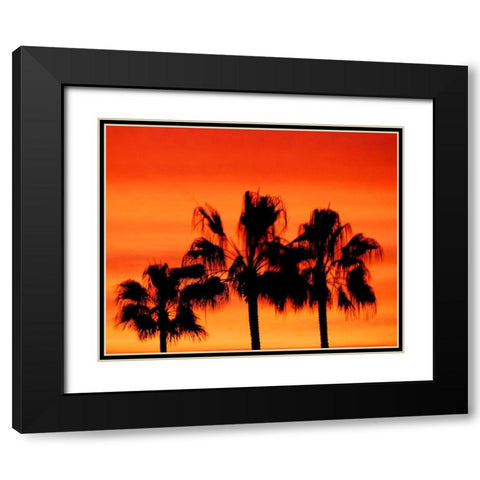 Neon Palm Trees IV Black Modern Wood Framed Art Print with Double Matting by Singleton, Ashley