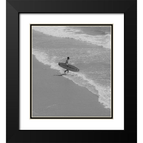 BW Surfer Black Modern Wood Framed Art Print with Double Matting by Singleton, Ashley
