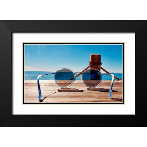 Shades Black Modern Wood Framed Art Print with Double Matting by Singleton, Ashley