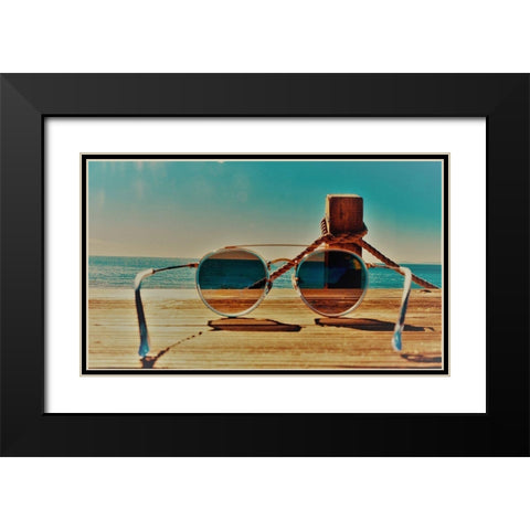 Shades II Black Modern Wood Framed Art Print with Double Matting by Singleton, Ashley