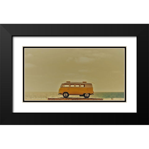 Yellow Bus Black Modern Wood Framed Art Print with Double Matting by Singleton, Ashley