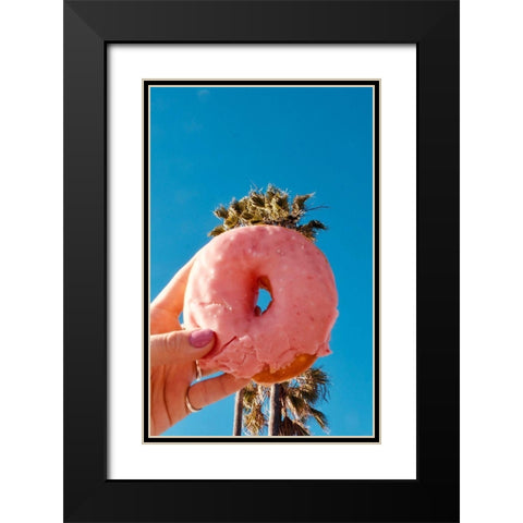 Pink Donut Black Modern Wood Framed Art Print with Double Matting by Singleton, Ashley