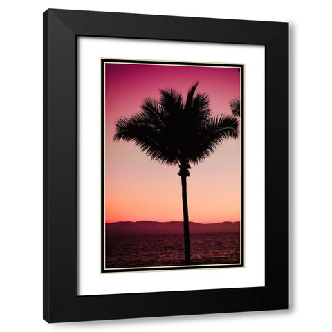 Pink Palm Black Modern Wood Framed Art Print with Double Matting by Singleton, Ashley