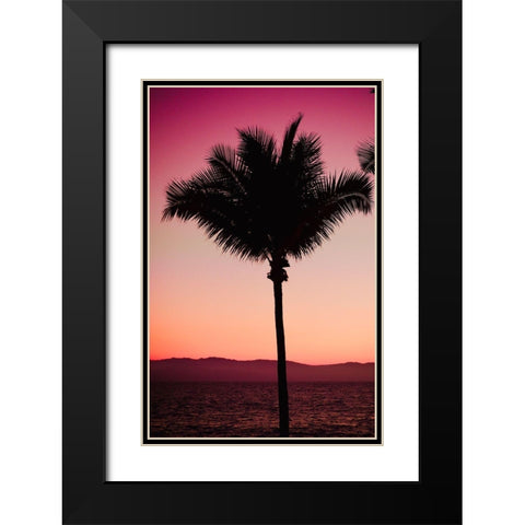 Pink Palm Black Modern Wood Framed Art Print with Double Matting by Singleton, Ashley
