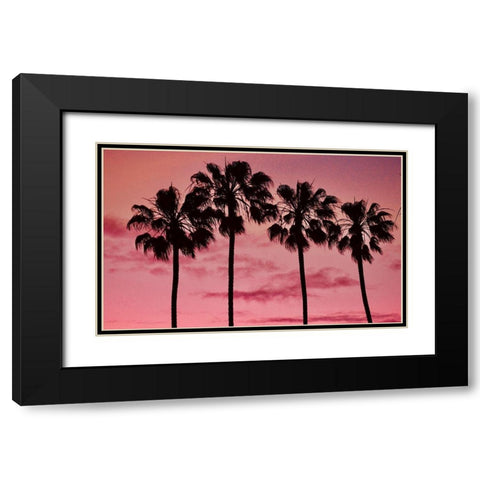 Pink Palms Black Modern Wood Framed Art Print with Double Matting by Singleton, Ashley