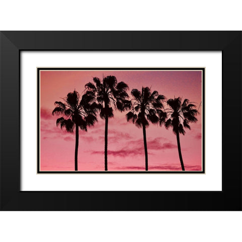 Pink Palms Black Modern Wood Framed Art Print with Double Matting by Singleton, Ashley