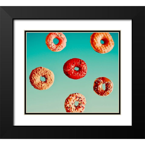 Donuts Black Modern Wood Framed Art Print with Double Matting by Singleton, Ashley