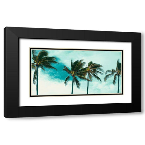 Blue Palms Black Modern Wood Framed Art Print with Double Matting by Singleton, Ashley