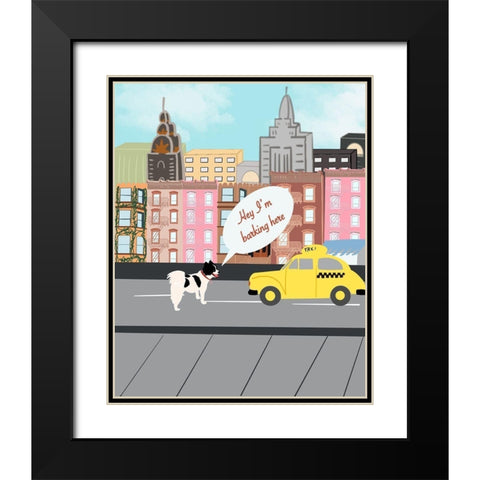 Barking Here Black Modern Wood Framed Art Print with Double Matting by Singleton, Ashley