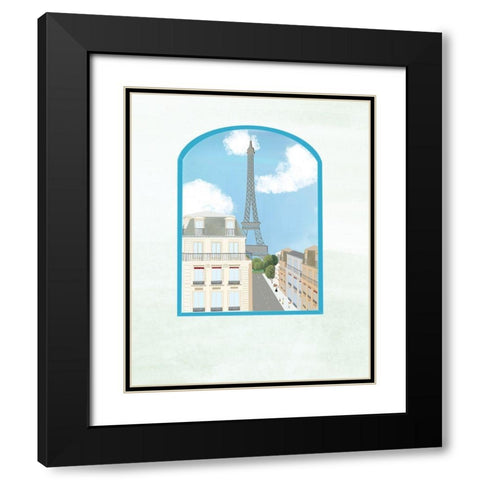 Eiffel Tower Window Black Modern Wood Framed Art Print with Double Matting by Singleton, Ashley