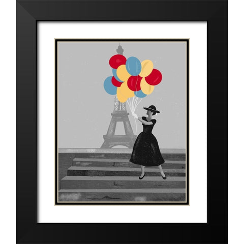 French Balloons Black Modern Wood Framed Art Print with Double Matting by Singleton, Ashley