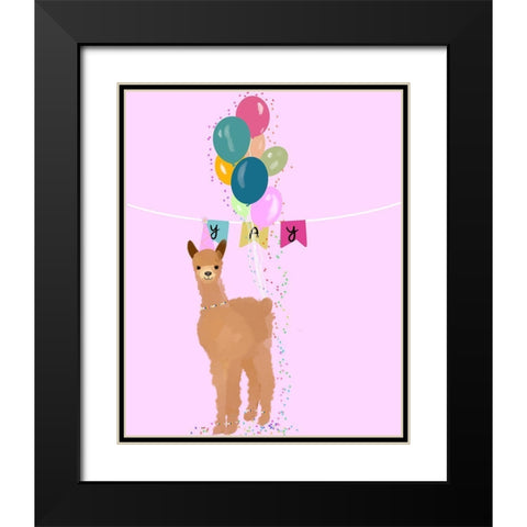 Yay Llama Black Modern Wood Framed Art Print with Double Matting by Singleton, Ashley