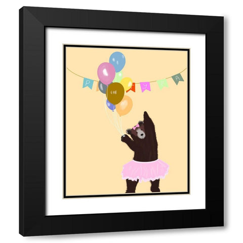 Birthday Bear Black Modern Wood Framed Art Print with Double Matting by Singleton, Ashley