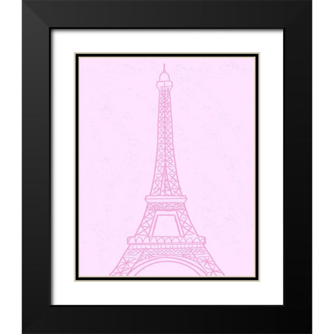Pink Eiffel Tower Black Modern Wood Framed Art Print with Double Matting by Singleton, Ashley