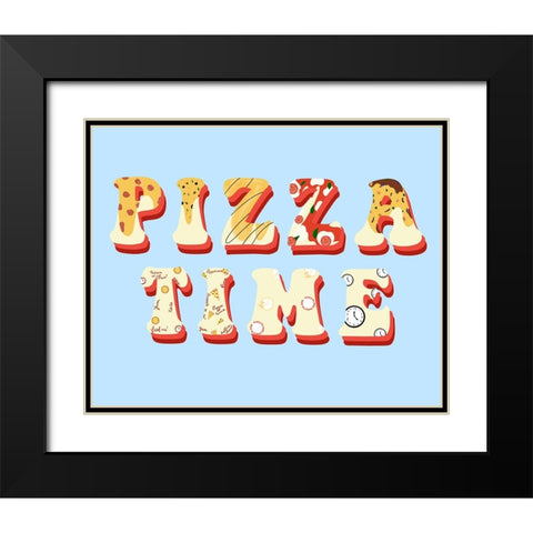 Pizza Time Black Modern Wood Framed Art Print with Double Matting by Singleton, Ashley