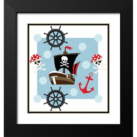 Ahoy Pirate Boy I Black Modern Wood Framed Art Print with Double Matting by ND Art and Design