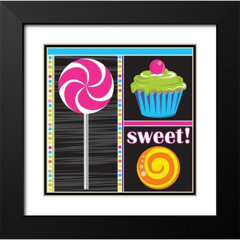 Candy Craze V Black Modern Wood Framed Art Print with Double Matting by ND Art and Design