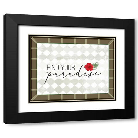 Tropical Leaf II Black Modern Wood Framed Art Print with Double Matting by ND Art and Design