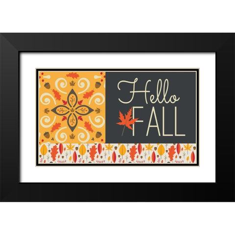 Hello Fall I Black Modern Wood Framed Art Print with Double Matting by ND Art and Design