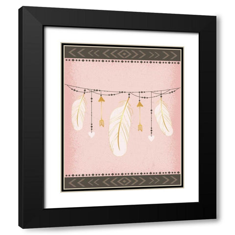 Feathers Black Modern Wood Framed Art Print with Double Matting by ND Art and Design