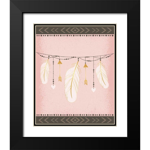 Feathers Black Modern Wood Framed Art Print with Double Matting by ND Art and Design