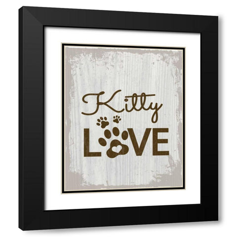 Kitty Love Black Modern Wood Framed Art Print with Double Matting by ND Art and Design