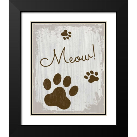 Meow!  Black Modern Wood Framed Art Print with Double Matting by ND Art and Design