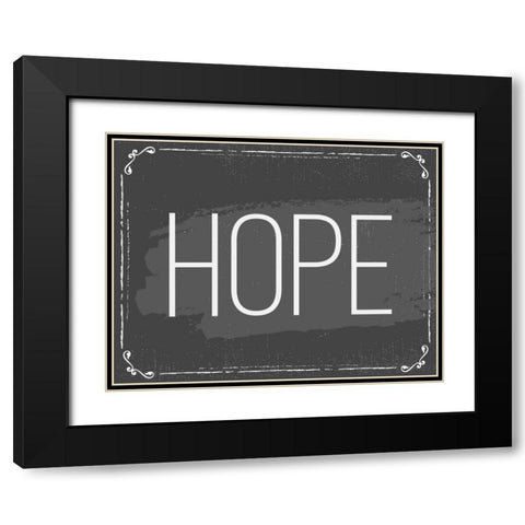 Hope Black Modern Wood Framed Art Print with Double Matting by ND Art and Design