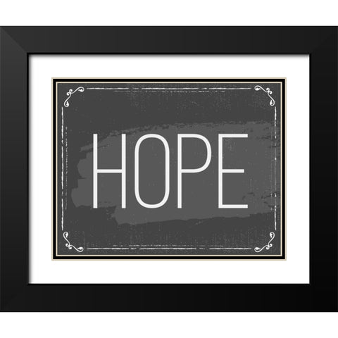 Hope Black Modern Wood Framed Art Print with Double Matting by ND Art and Design